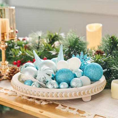 Joiedomi 133 Pcs Christmas Ornaments, Blue & White Assorted Shatterproof Christmas Balls Ornaments for Xmas Tree Wreath Garland Holidays Indoor/Outdoor Party and Events