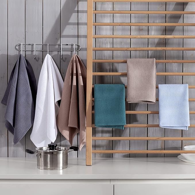 QUILTINA Dish Towels Set, 100% Cotton Waffle Weave Kitchen Towels 12 Pack