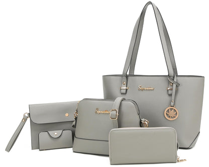 Soperwillton Handbags and Purses for Women Shoulder Tote Bags Top Handle Satchel Purse Set 5pcs