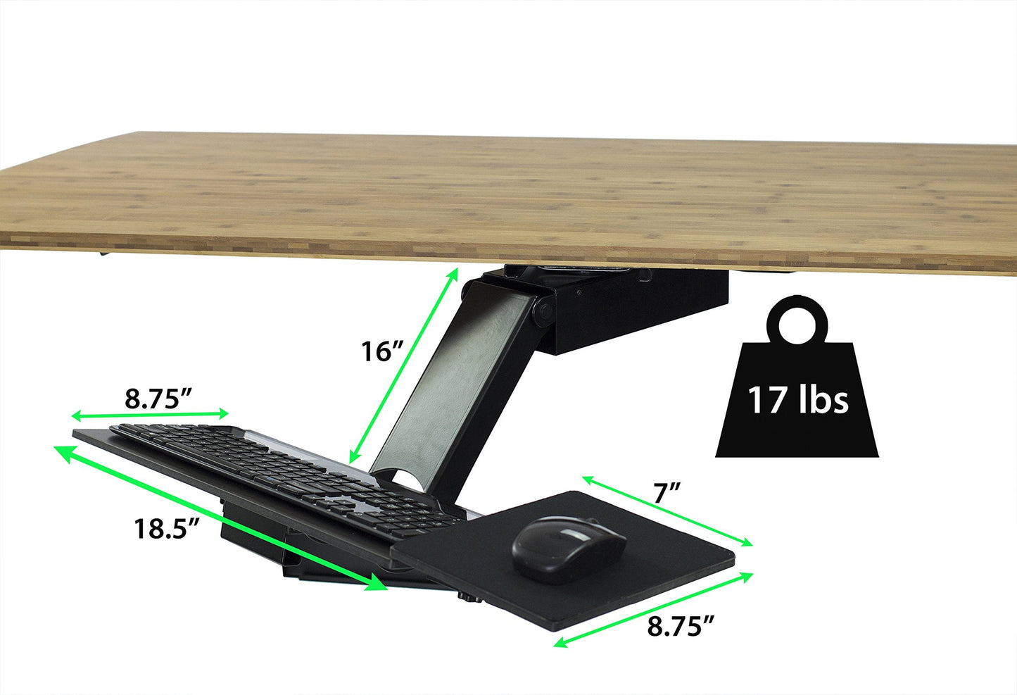 Uncaged Ergonomics KT2-b Under-Desk Adjustable Height & Angle Sit to Stand Up Keyboard Tray with negative tilt Best standing desk computer keyboard holder drawer