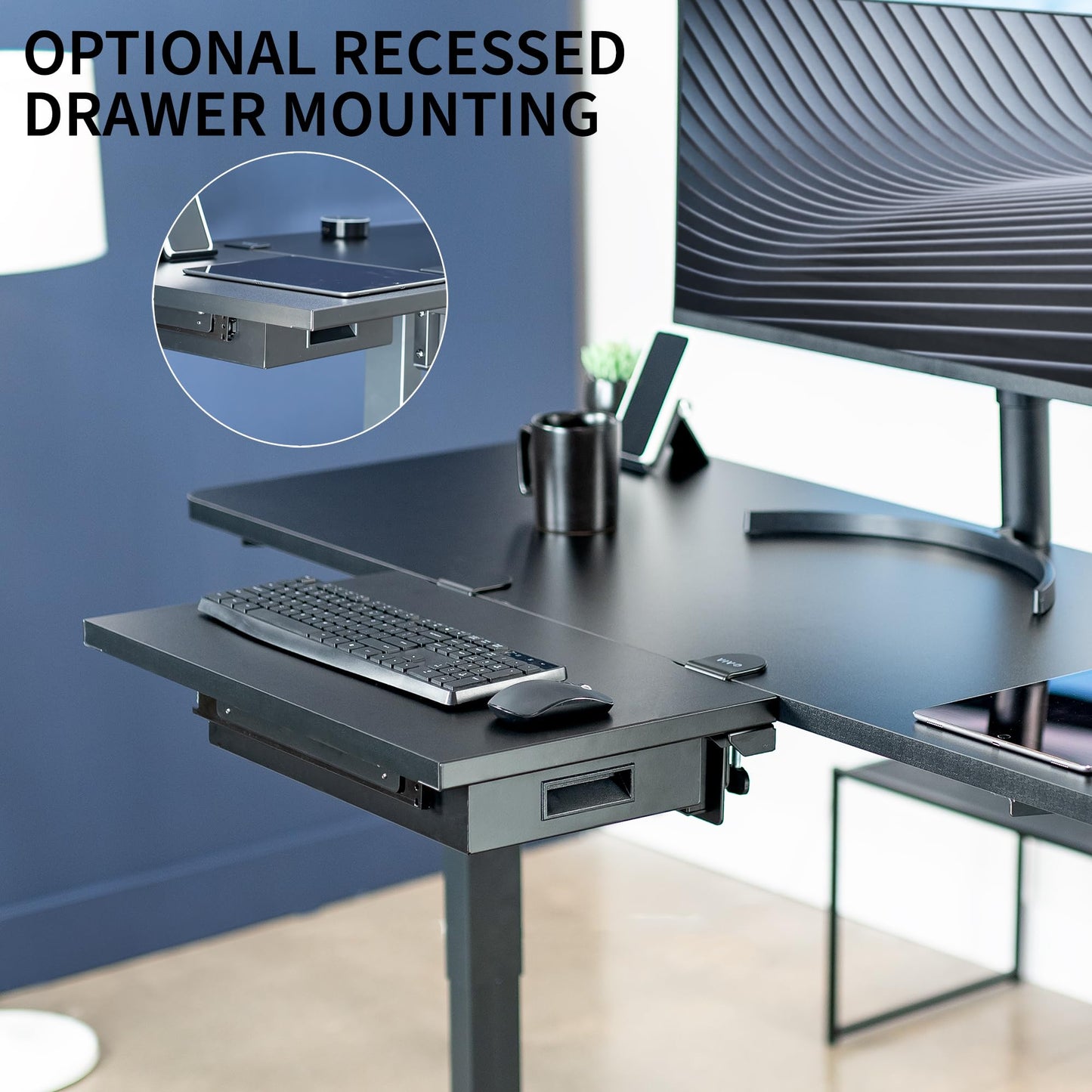 VIVO Clamp-on 6 x 9 inch (11 Including Clamps) Desk Extender, Wrist Support, Armrest Tray, Table Mount for Sit Stand Desks, Black, DESK-EXT09
