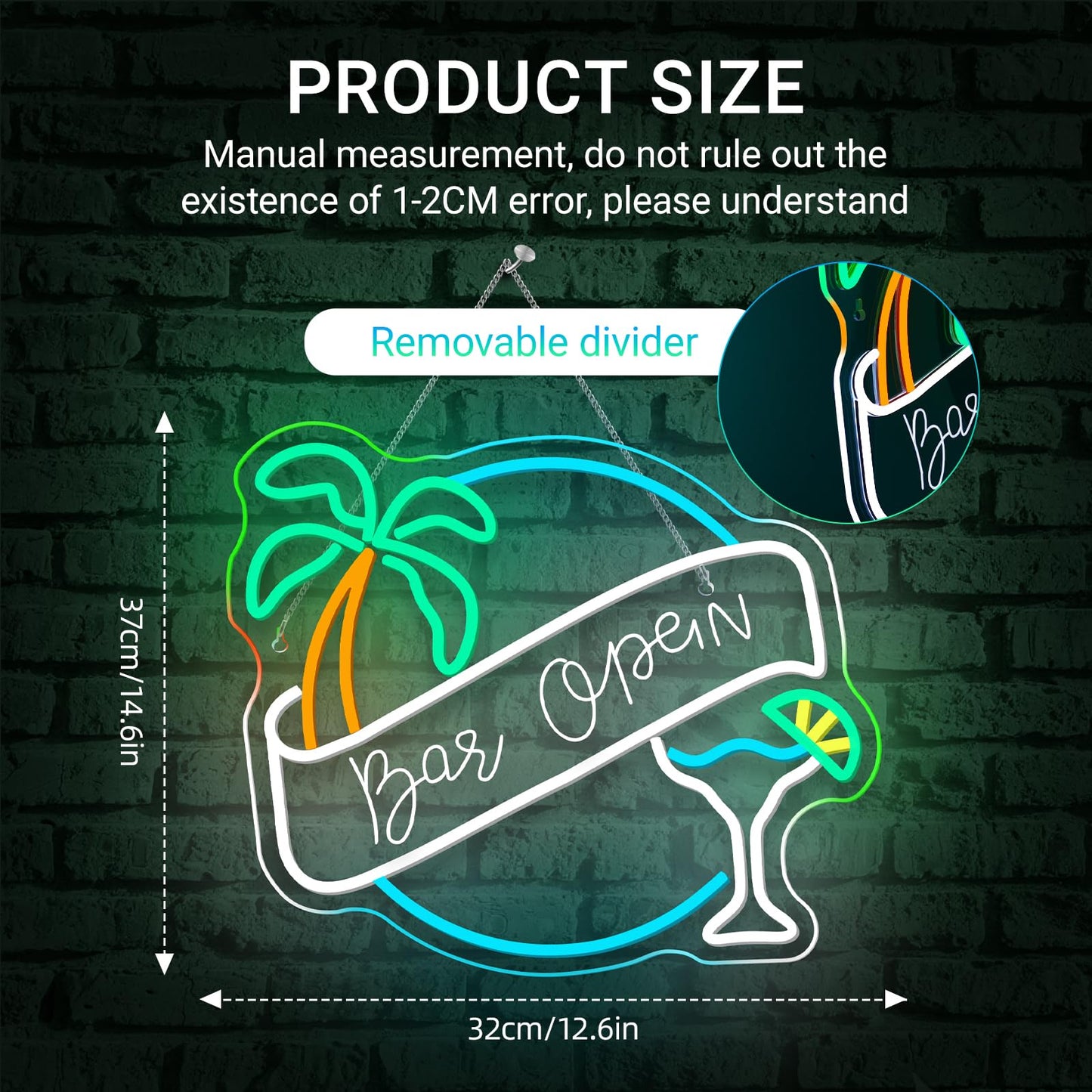 WX&YH Bar Open Neon Sign Cocktail Coconut Tree Led Light Open Signs for Business Bar Decorations for Home Pub Party Club Beer Bar Lights Man Cave Coffee Stores Restaurant Palm Decor Gifts