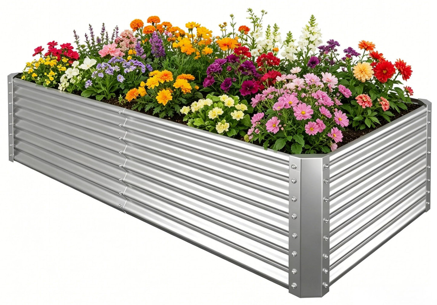 Tegarbed Tall Galvanized Raised Garden Bed Kit Outdoor Patio,6x3x2ft Large Rectangular Metal Planter Boxes,Deep Root Box Planter for Gardening, Vegetables, Flowers, Herbs, 1 Pack, Silver