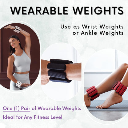 Polyfit Wrist & Ankle Weights - 1 Pair - Wearable Ankle Weights for Women and Men - Wearable Bracelet for Exercise, Yoga, Walking, Running, Dance, Barre, Pilates, Cardio, Aerobics (WINE)