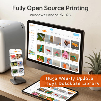 AOSEED AI-Powered 3D Printer for Kids, 3D Printer with 8 PLA Filament Set, AI Design App, Huge Toy Library, Up to 400mm/s Faster Speed, W/ 16+ Mini 3D Design Module, App Control, X-Maker Joy AI+