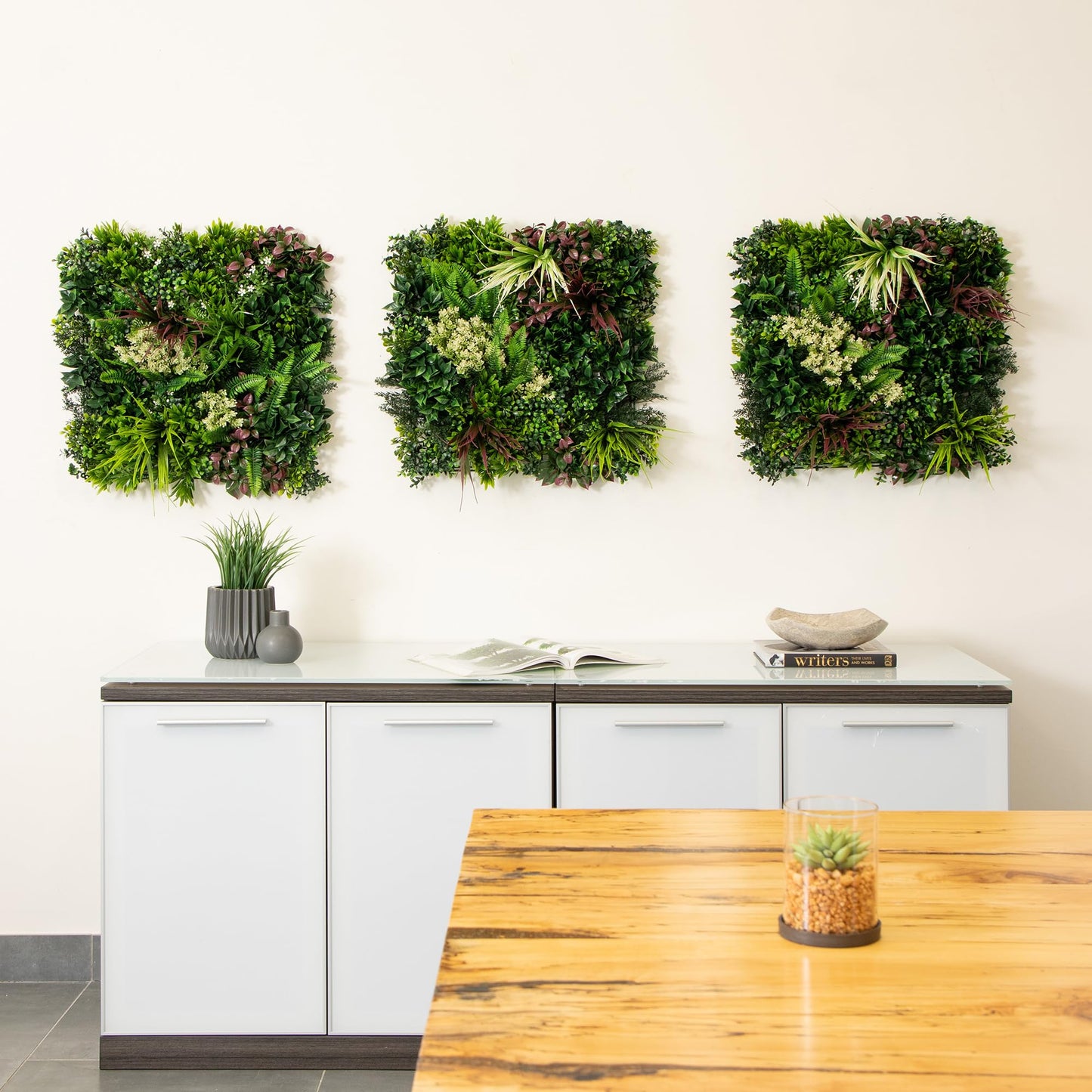 Nearly Natural Corfu Island Artificial Living Wall Panels, UV Resistant, 20x20 Inch, Indoor/Outdoor Greenery Panels, Easy Install Interlocking Design, Set of 3