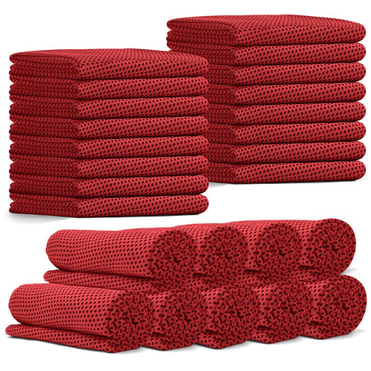 PJPSAA 24 Pack Cooling Towels Bulk for Neck and Face 40"x12" Ice Cooling Sweat Rags Microfiber Soft Breathable Soft Chilly Towel for Yoga Golf Sport Running