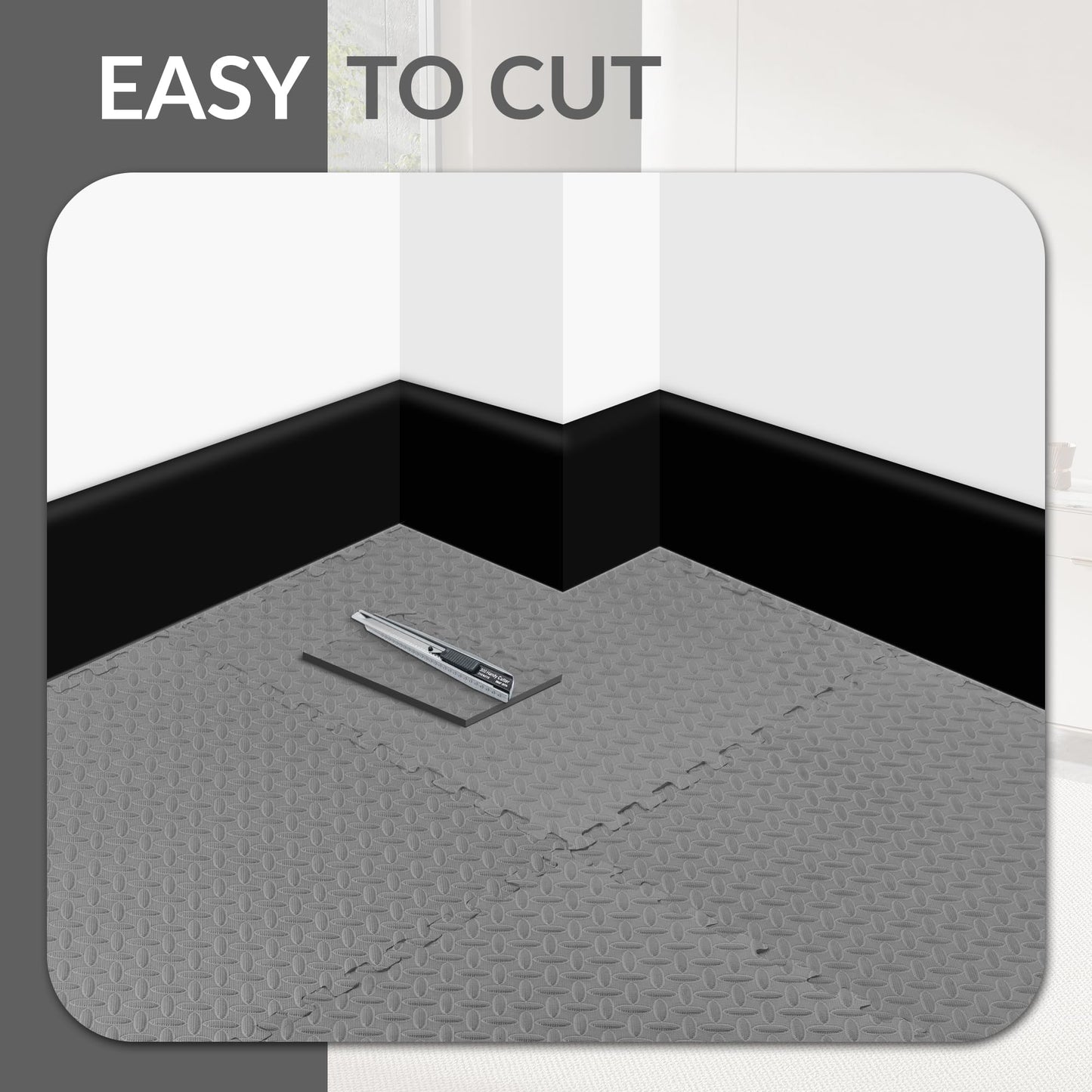 Fitvids Puzzle Exercise Gym Flooring Mat, 1/2" Thick High-Density EVA Interlocking Tiles Workout Mat for Home Gym, Fitness Equipment, MMA, Gymnastics, 6-Piece Shock-Absorbing Exercise Mat (24 Sq Ft)