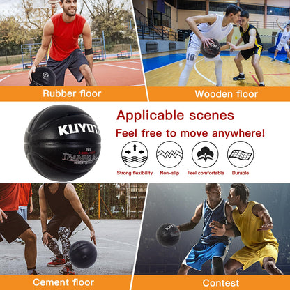 KUYOTQ 3.3LBS 29.5" Weighted Heavy Basketball Composite in&Outdoor Trainer Basketball for Improving Ball Handling Dribbling Passing and Rebounding Skill (deflated, Size 7)