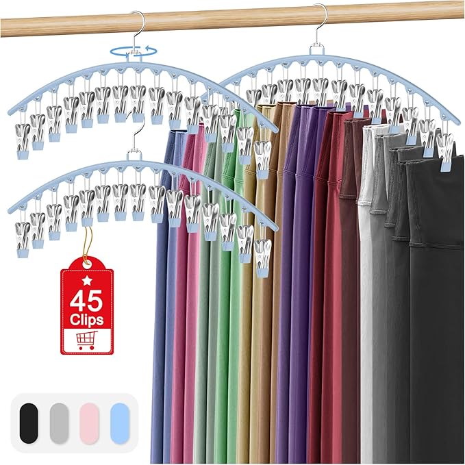 3 Pack Legging Organizer for Closet Hanging, Pants Hangers