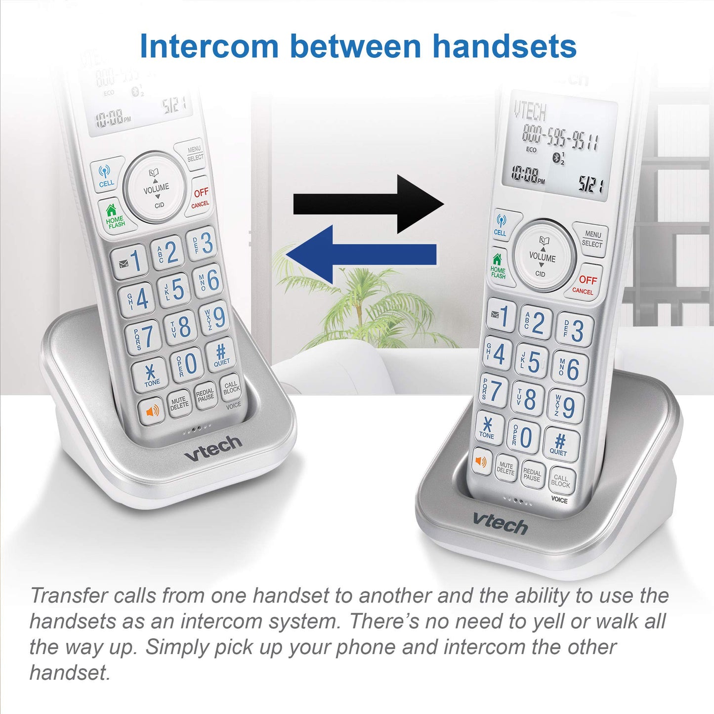 VTech VS112-4 Bluetooth 4 Handset Cordless Phone for Home with Answering Machine, Call Blocking, Caller ID, Intercom and Connect to Cell