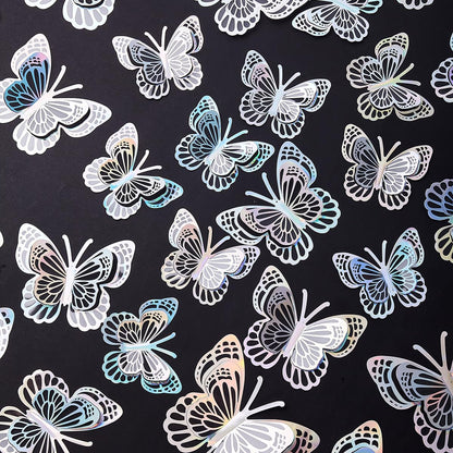 36PCS Butterfly Wall Decals - 3D Butterflies Wall Stickers Removable Mural Decor Wall Stickers Decals Home Decor Room Bedroom Decor Living Room Decor (Sliver)