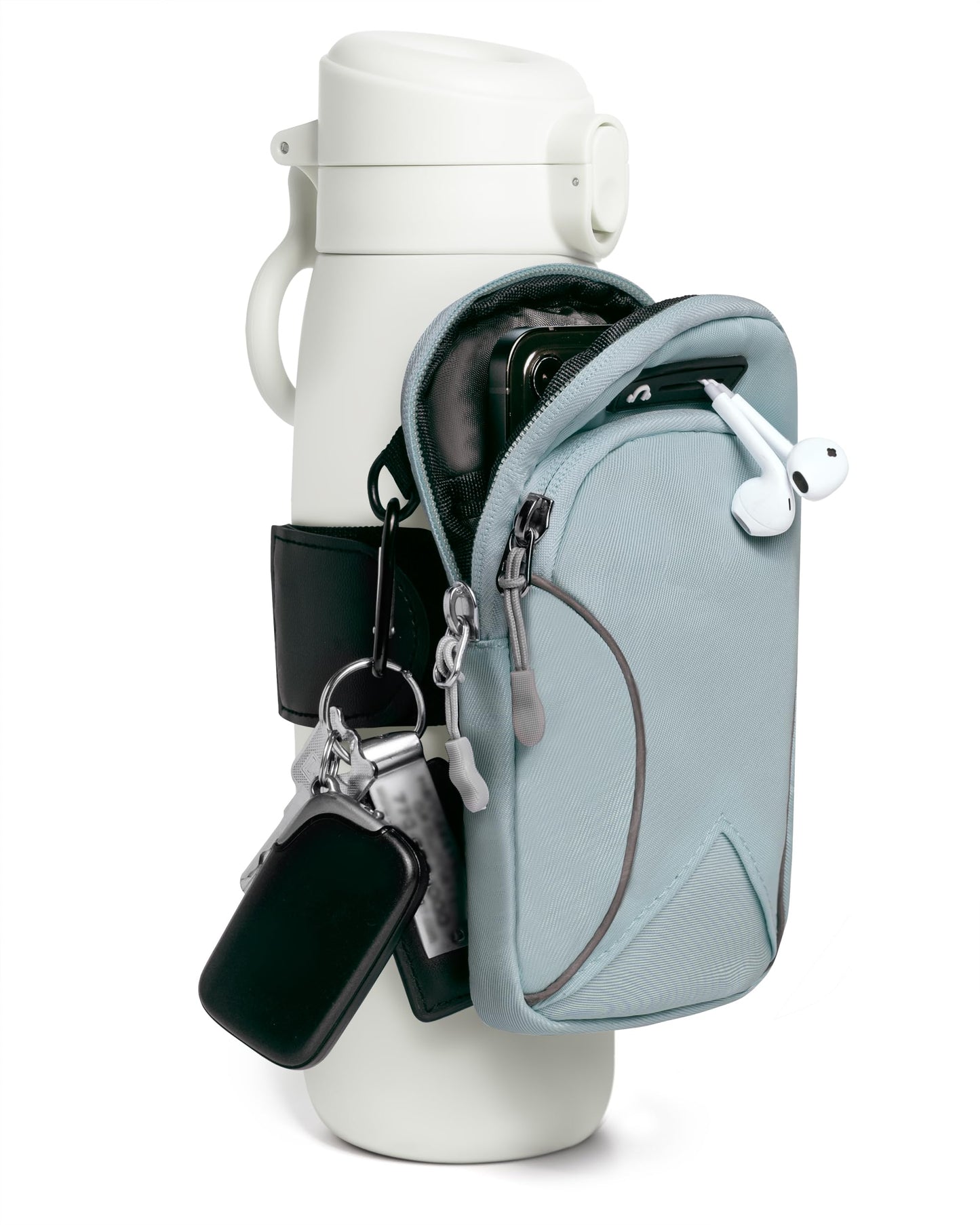 Bottle Pouch Gym Water with Phone Holder & Wallet, Water Bottle Caddy Versatile Sleeve Bag for Running Sports & Daily Use