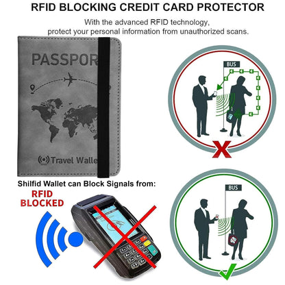 Storite Passport Holder Cover Travel Wallet Organiser with RFID Protection, Credit Card Case, PU Leather for Men & Women (Grey)