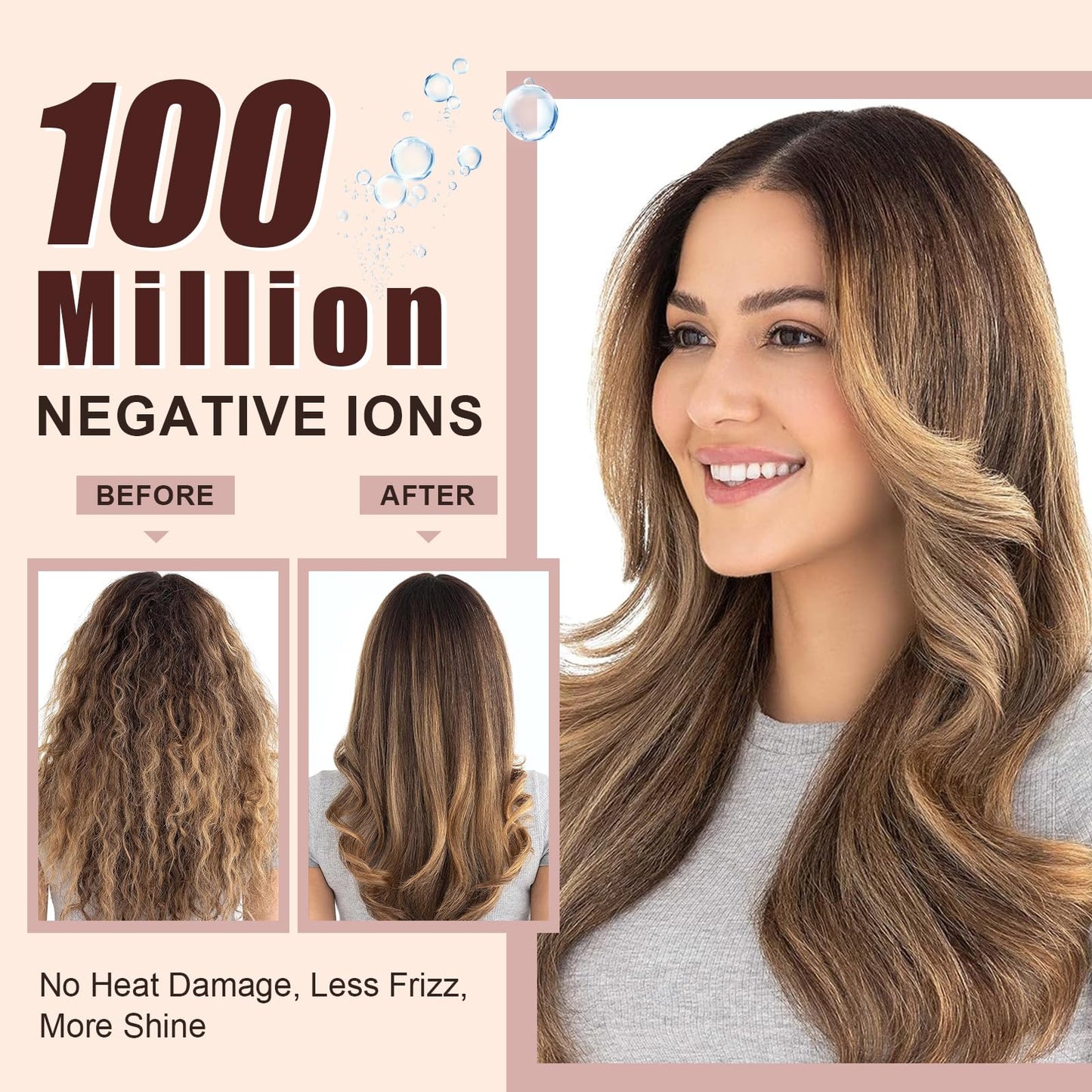 110-240V Travel Brush Hair Dryer, Small Hair Straightener Brush with European Plug Adapter for International Travel, 4 in 1 Hot Air Styler & Dryer for Drying Straightening Curling Volumizing