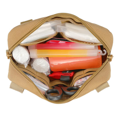 FRTKK Tactical Molle Admin Pouch Utility Laser Cut EDC Tool Pouch Bag Horizontal Modular Pouches Include US Flag Patch and Keychain (Tan)