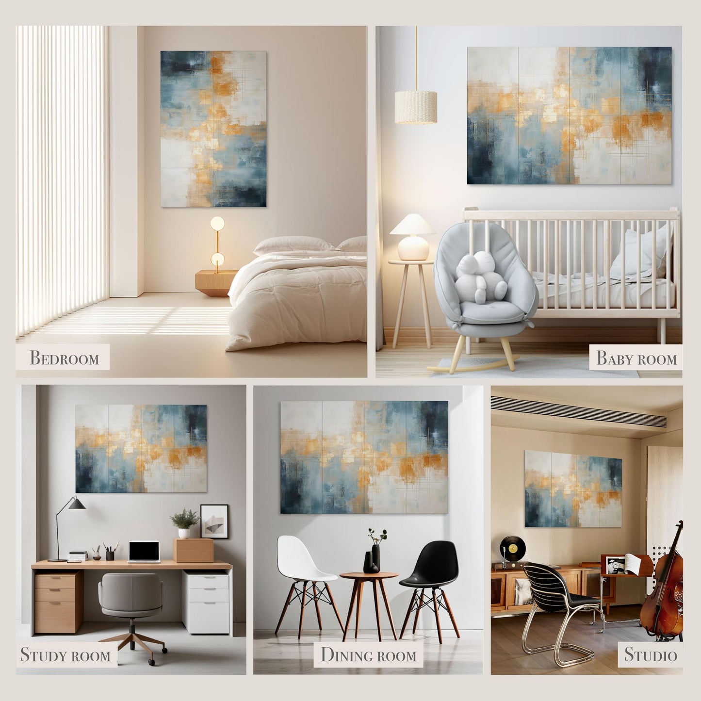 Soon Global 8-Pack Acoustical Wall Panels, 48 X 32 Inches Art Acoustic Panels, Decorative Acoustic Panels, Acoustic Wall Panels, Sound Absorbing Wall Art, Teal Aura