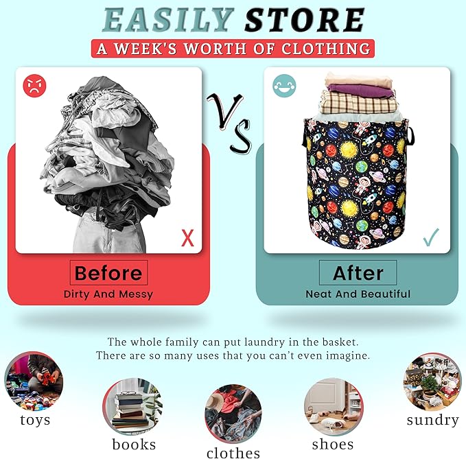Funny Astronaut Laundry Basket Foldable
