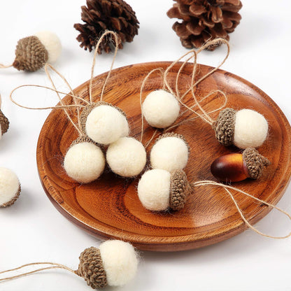 Boao 18 Pcs Felt Acorn Ornaments Christmas Wool Pom Acorn Ball Decor Hanging Pine Cone Garland with 32.8 ft Rope for Tree Fall Thanksgiving Woodland Farmhouse Mantel Wall Decor