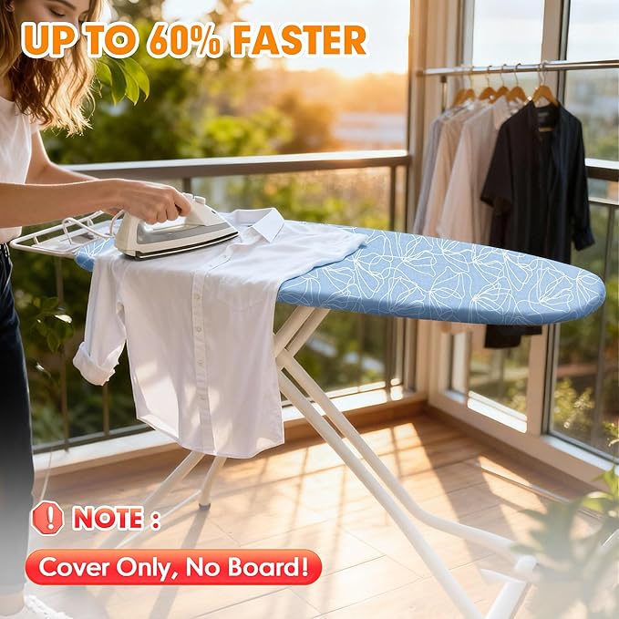 Ironing Board Cover and Pad, 15x54 Standard Size Thick Iron Padding, Scorch &