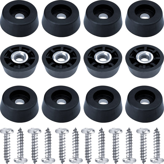 Gluposti 12 Rubber Feet for Cutting Board, Soft Non-Slip Cutting Board Feet with Stainless Screws for Electronics & Furniture, 0.67" W x 0.25" H, Made in USA