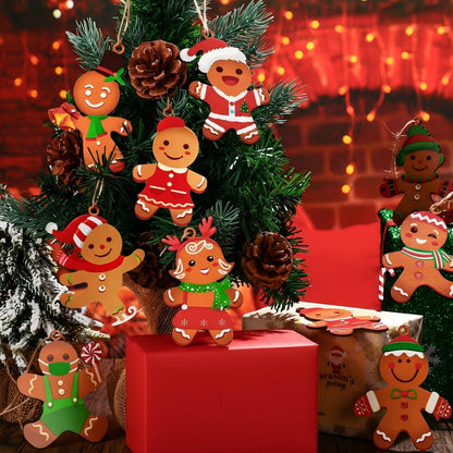 Blulu 30 Wooden Gingerbread Man Ornaments for Cute Christmas Tree Gingerbread Chritmas Decorations Hanging Ornaments for Xmas Tree Decor DIY Craft Party Supplies