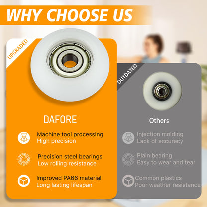 DAFORE Upgraded Machined Wheels/Rollers Compatible with Total Gym,Replacement Parts for 2000 3000 Some 3000XL and a Few Early XL,The Bearing Bore Diameter is 6mm,4Pcs