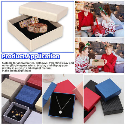 Glarks 12Pcs 3.5x3.5x1 Inch Beige Cardboard Paper Jewelry Gift Boxes with Scissors and Ribbon Set, Bracelets Bangle Necklace Earring Gift Case for Birthday Wedding Jewelry Storage Packaging Display