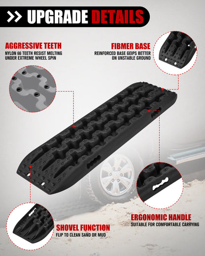 FieryRed Traction Boards Offroad, Recovery Boards with 2 Leashes and Carry Bag, Recovery Track Board Mounting Kit
