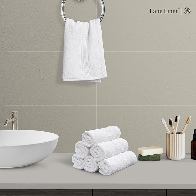 LANE LINEN White Washcloths 24 Pack