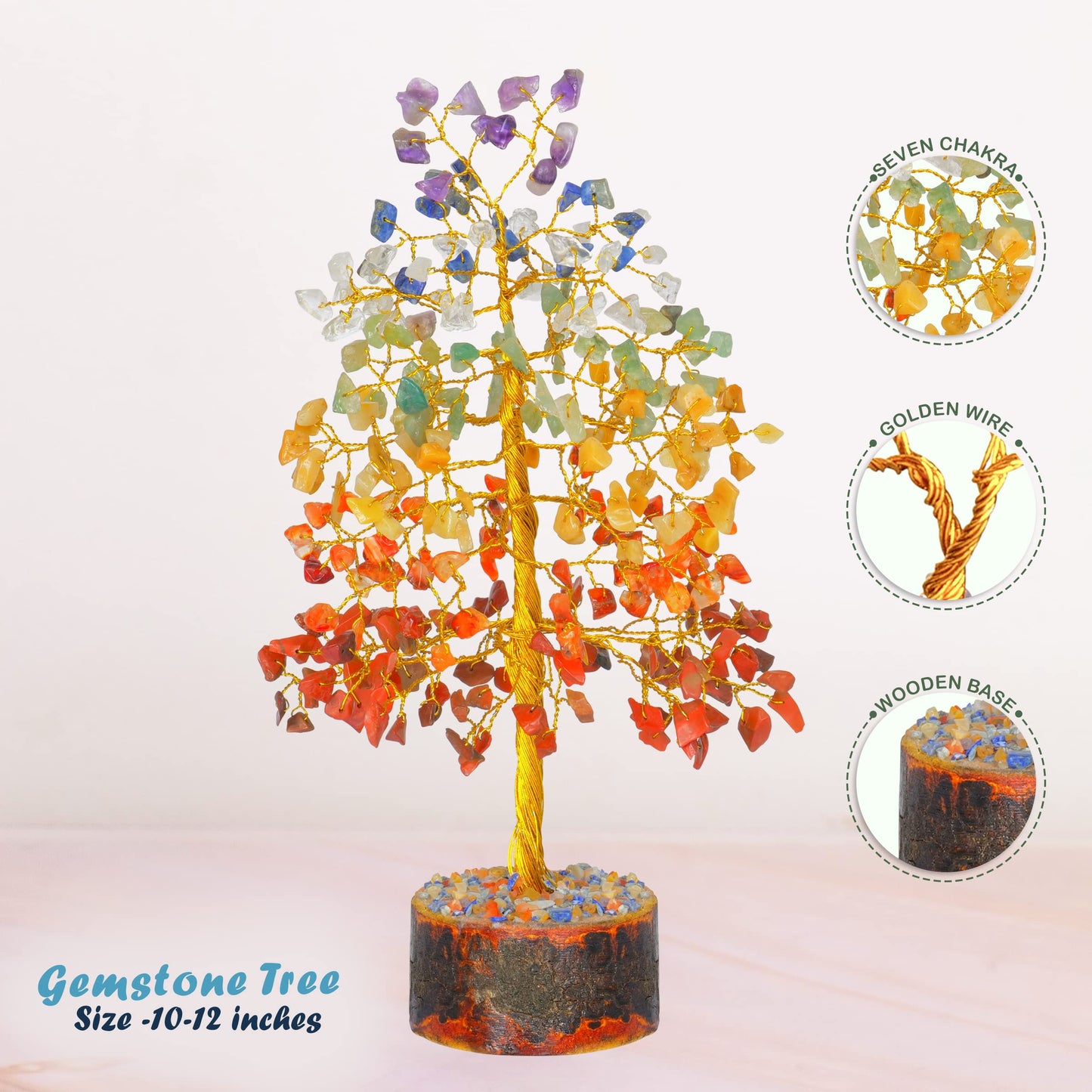 Seven Chakra Tree - Crystal Tree for Positive Energy - Tree of Life - Charkas Crystals - Gem Tree - Spiritual Decor - Feng Shui Crystals and Stones - Chakra Decor - Crystal Bonsai Tree - Gifts
