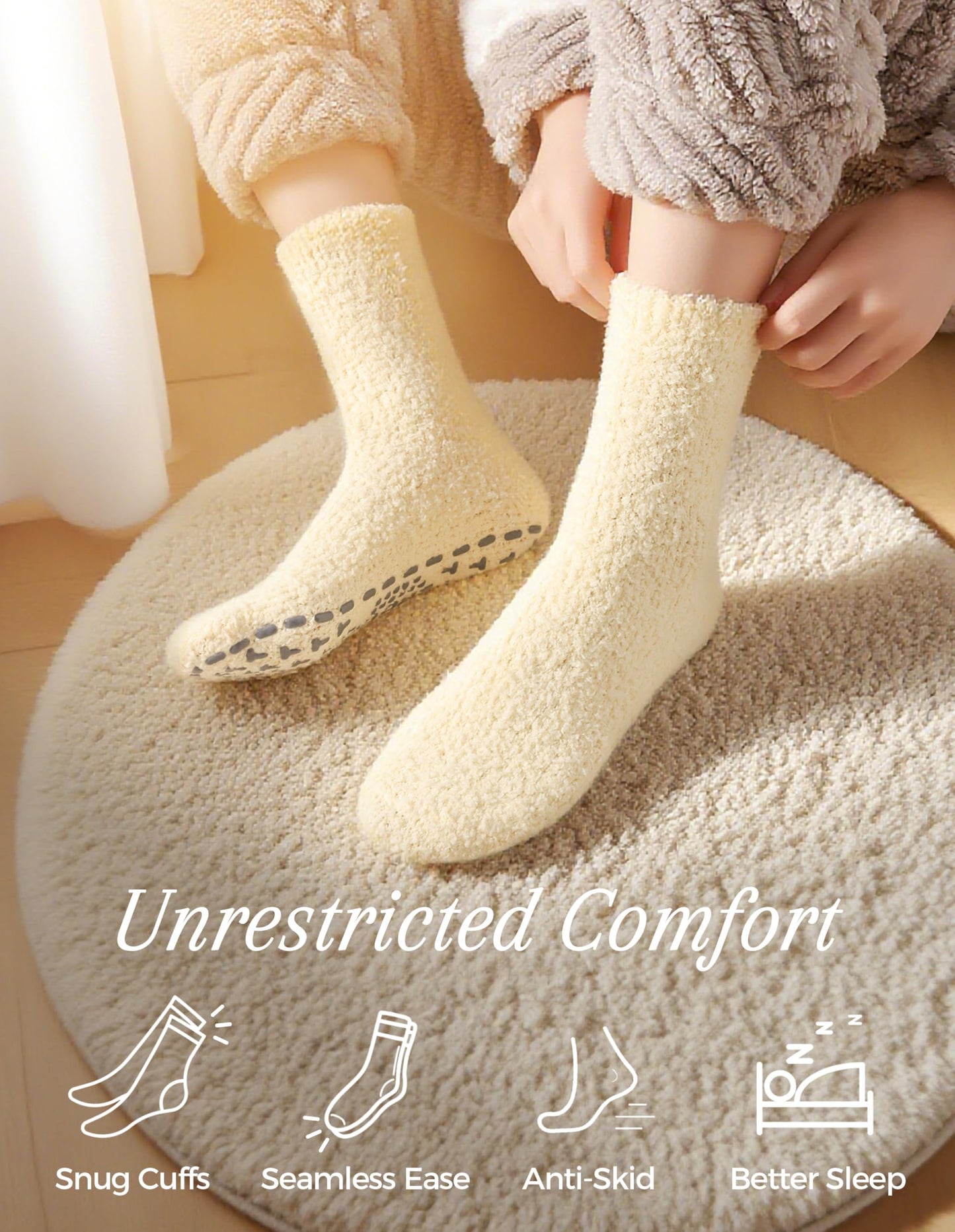 TEHOOK Warm & Cozy Valentines Gifts for Women, Fluffy Fuzzy Plush Sleeping Slipper Socks - Soft Warm Fabric