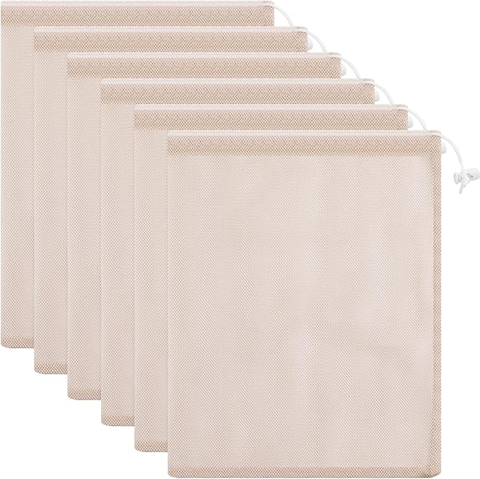 Frienda 6 Pieces Mesh Stuff Sack, 11 x 15 Inch Durable Nylon Drawstring Laundry