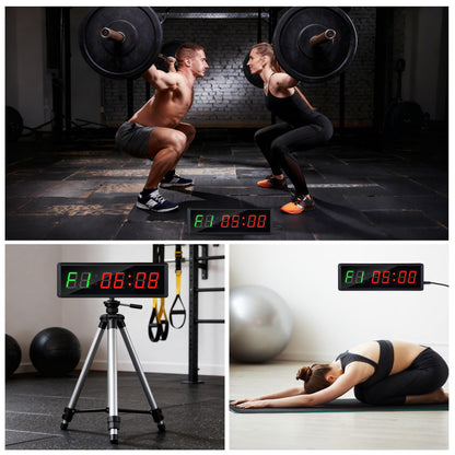 Faweskiy Upgraded Gym Timer Clock for Tabata/FBG/EMOM - Large Digital Interval Workout for Fitness Enthusiast, Count Down & Up | Stopwatch | Workout Clock for Home Gym/Yoga/Boxing/Garage Fitness Times