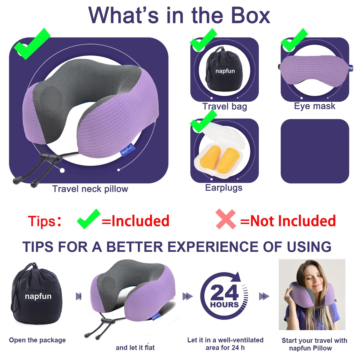 napfun Neck Pillow for Traveling, Upgraded Travel Neck Pillow for Airplane 100% Pure Memory Foam Travel Pillow for Flight Headrest Sleep, Portable Plane Accessories, Light Grey