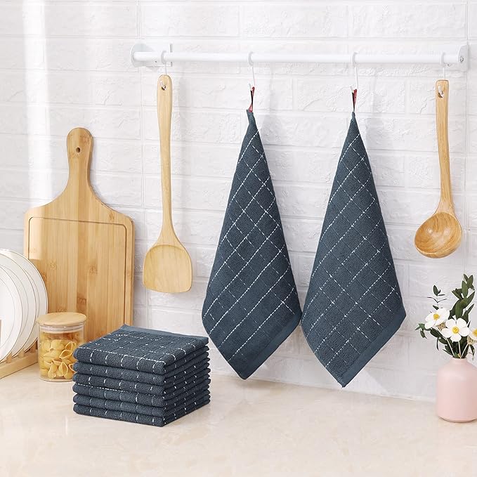 Mordimy 100% Cotton Terry Cloth Dish Cloths, Soft and Absorbent Checkered Dish
