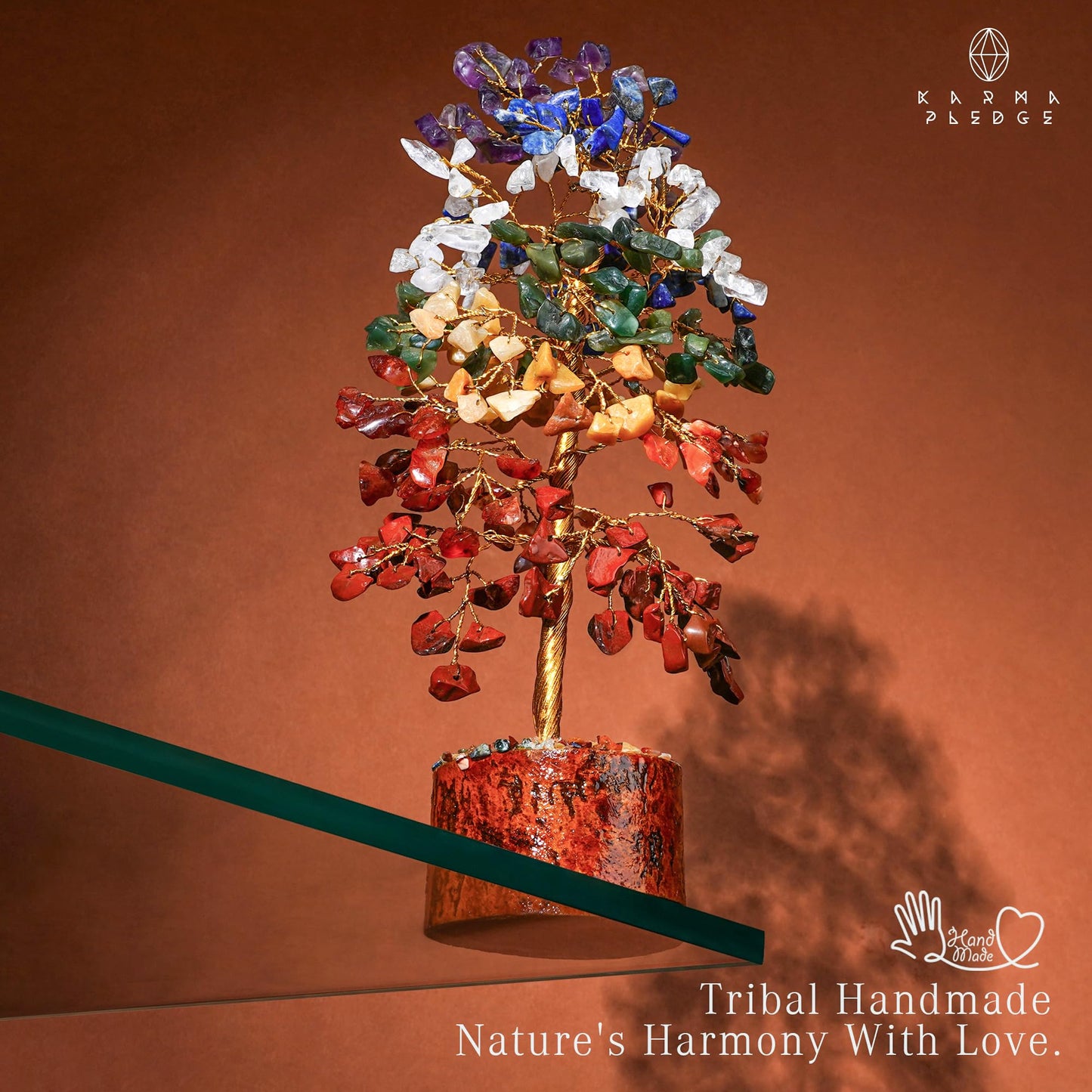 7 Chakra Healing Crystal Tree of Life for Manifestation, Handmade Crystal Tree for Good Luck, Positive Energy, Reiki, Home Office Room Wall Decor, Unique Birthday Gift for Women, Men, Mom & Dad