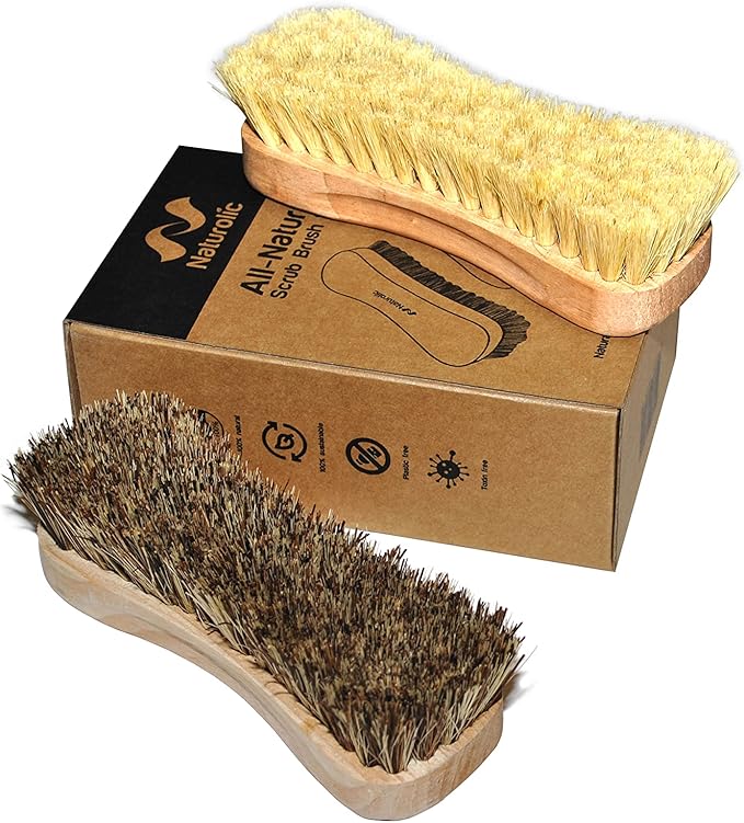 All-Natural Wooden Scrub Brush Set | Wooden Handle | Tampico and Palmyra