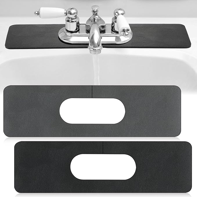 Tioncy 2 Pcs Faucet Mat Sink Splash Guard Oval-hole Oval Splash Pad