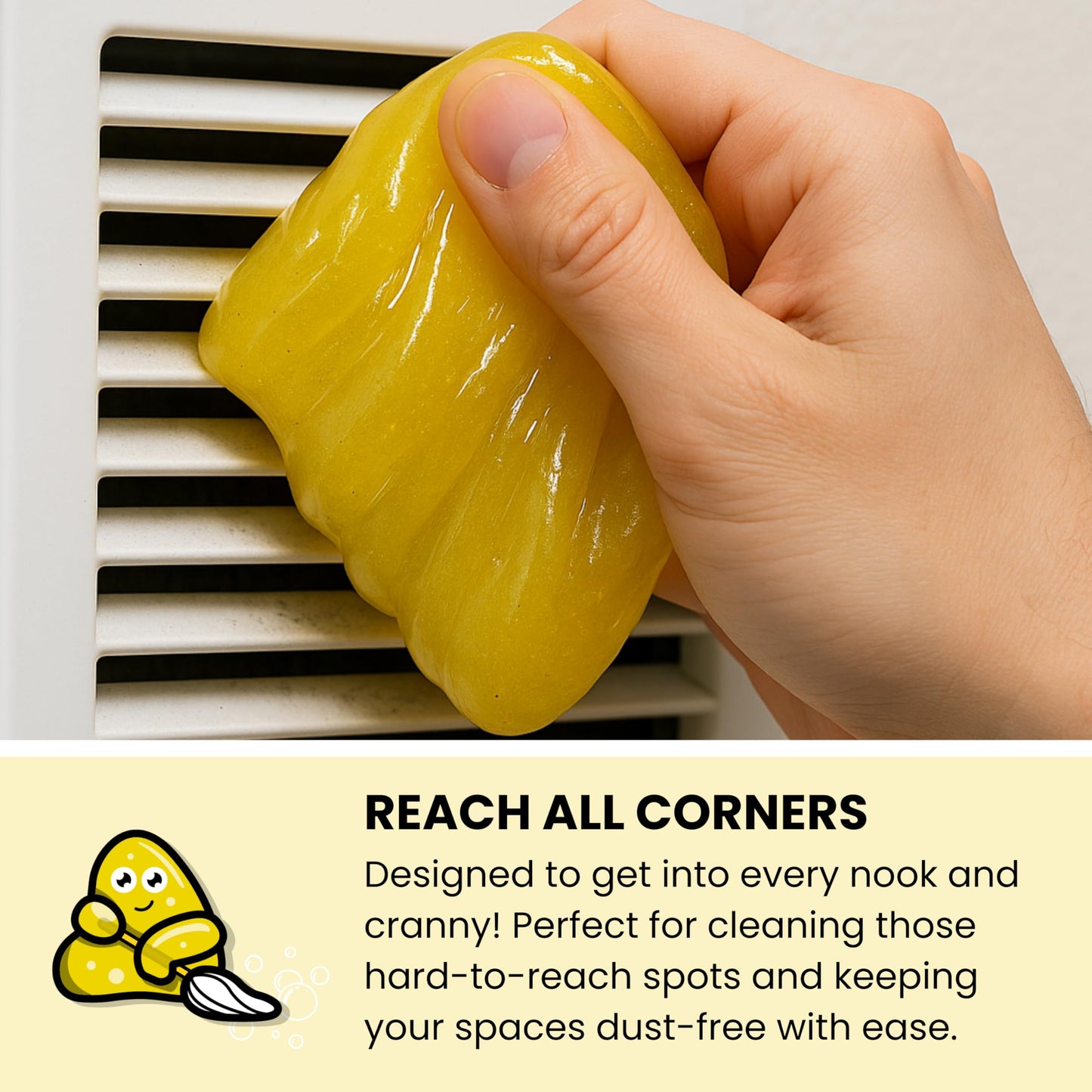 Slime Buddies Car Cleaning Gel Putty - Lemon Scented Interior Detailing Tool for Cup Holders, Air Vents & Keyboard - Reusable Auto Detailing Accessories - Dust Remover Goop - Gifts for Men Women