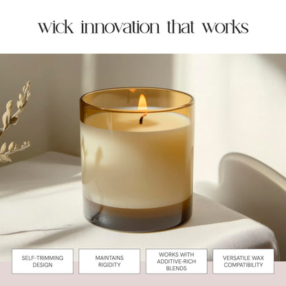 EAP Innovations HTP-73 Candle Making Wicks, Pre-Tabbed, Rigid, Self-Trimming Wicks for Candlemaking, Works with Paraffin, Gel & Vegetable Wax, 6" Length, Pack of 100