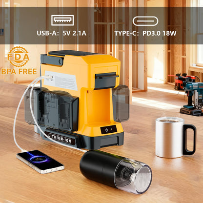 Byutrcfuy Cordless Coffee Maker for Dewalt 20V MAX Battery, 3 Brewing Options Drip Coffee Maker with Coffee Grinder, Portable Single Serve Coffee Makers for Camping, Travel, and Jobsite. (Tool Only)