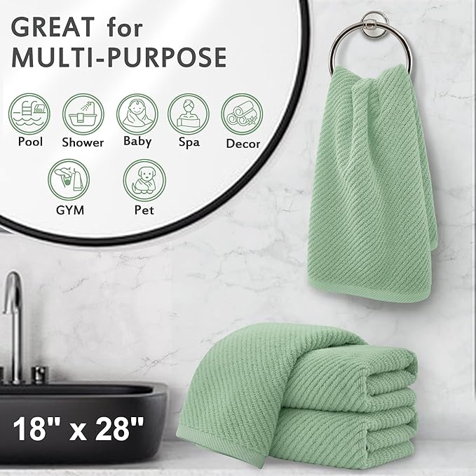 VOOVA & MOVAS Hand Towels for Bathroom Set of 4, Large 18" x 28", 100% Cotton |