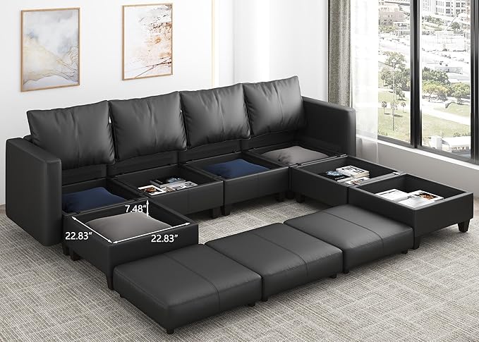 EASE MOOSE Armrest Module for Modular Sectional Sofa, Faux Leather Side
