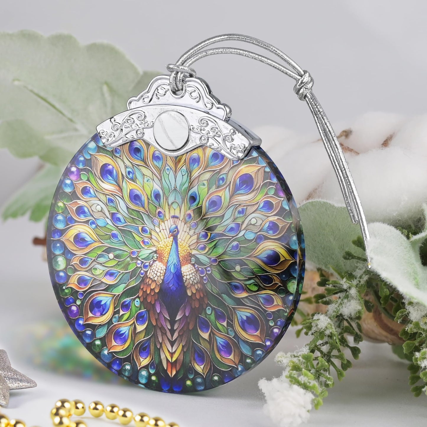 Christmas Ornament, 2025 Ornaments for Christmas Tree, Stained Glass Hanging Ornament, Holiday Ornaments, Unique Gift Idea - Peacock