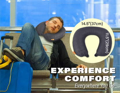 TREKOLOGY Inflatable Neck Pillow for Travel, Blow Up Neck Pillow for Travel with Removable Cover