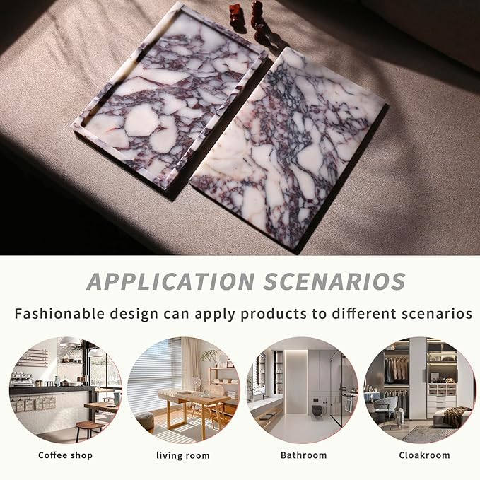 Real Luxurious Natural Marble Vanity Tray Genuine Marble Storage Tray