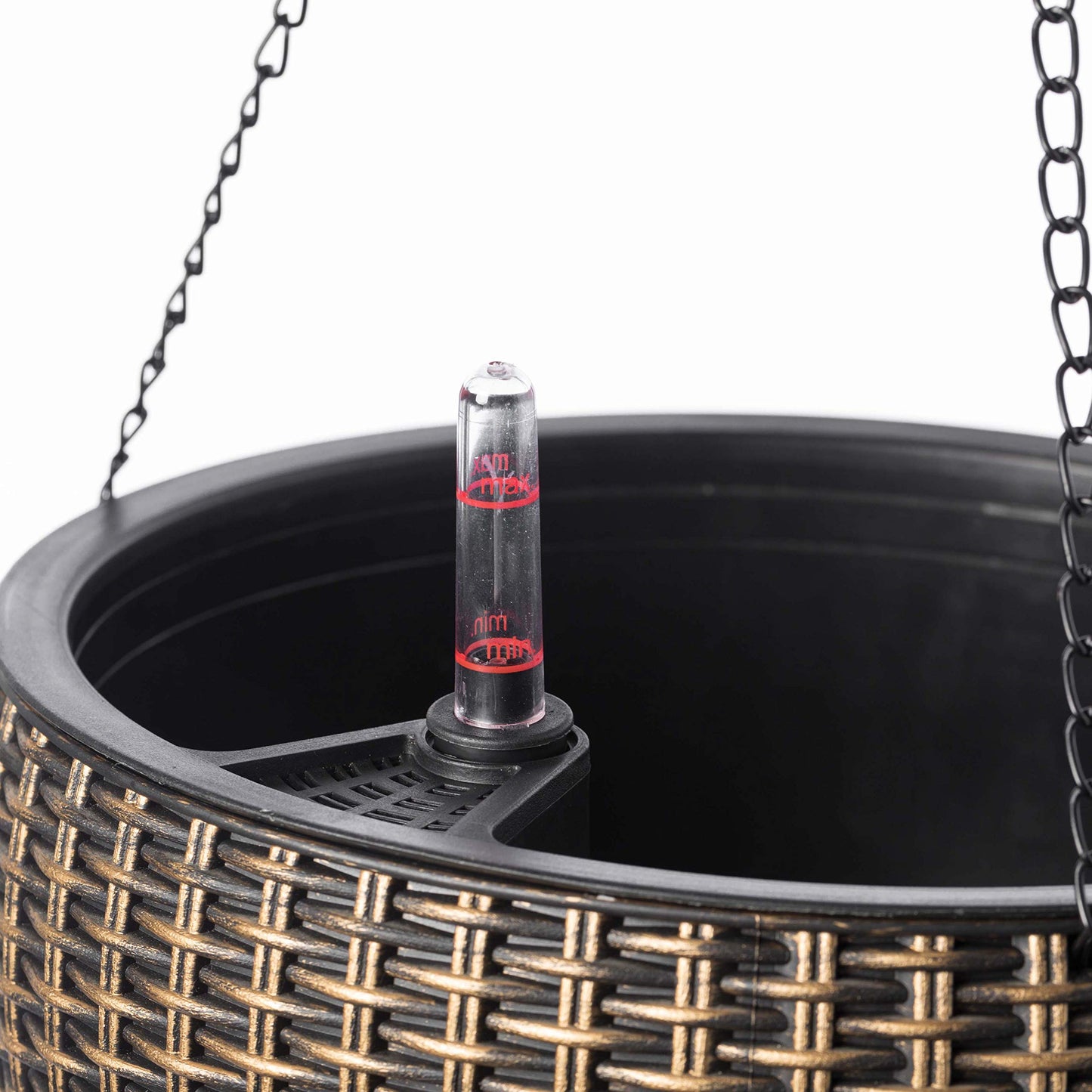 10" Self Watering Bronze Hanging Basket Flower Planter