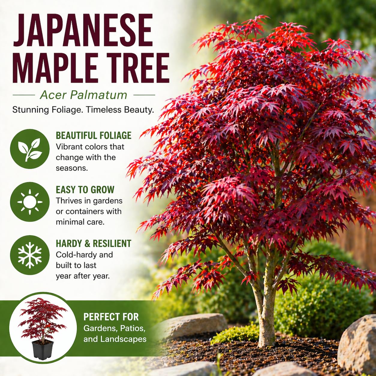 2-Pack Live Green Japanese Maple Tree Starts – Acer Palmatum Seedlings – Ornamental Landscape Trees – Vibrant Spring Color – Easy to Grow Starter Plants