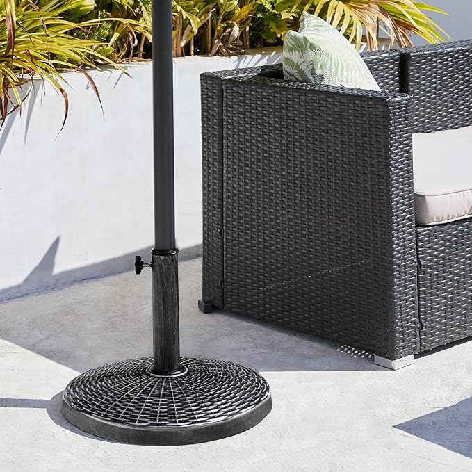 Yaheetech 22 lbs Outdoor Umbrella Base, 18" Round Resin Patio Umbrella Stand, Heavy Duty Market Umbrella Base Stand for Garden & Backyard, Rustic Silver